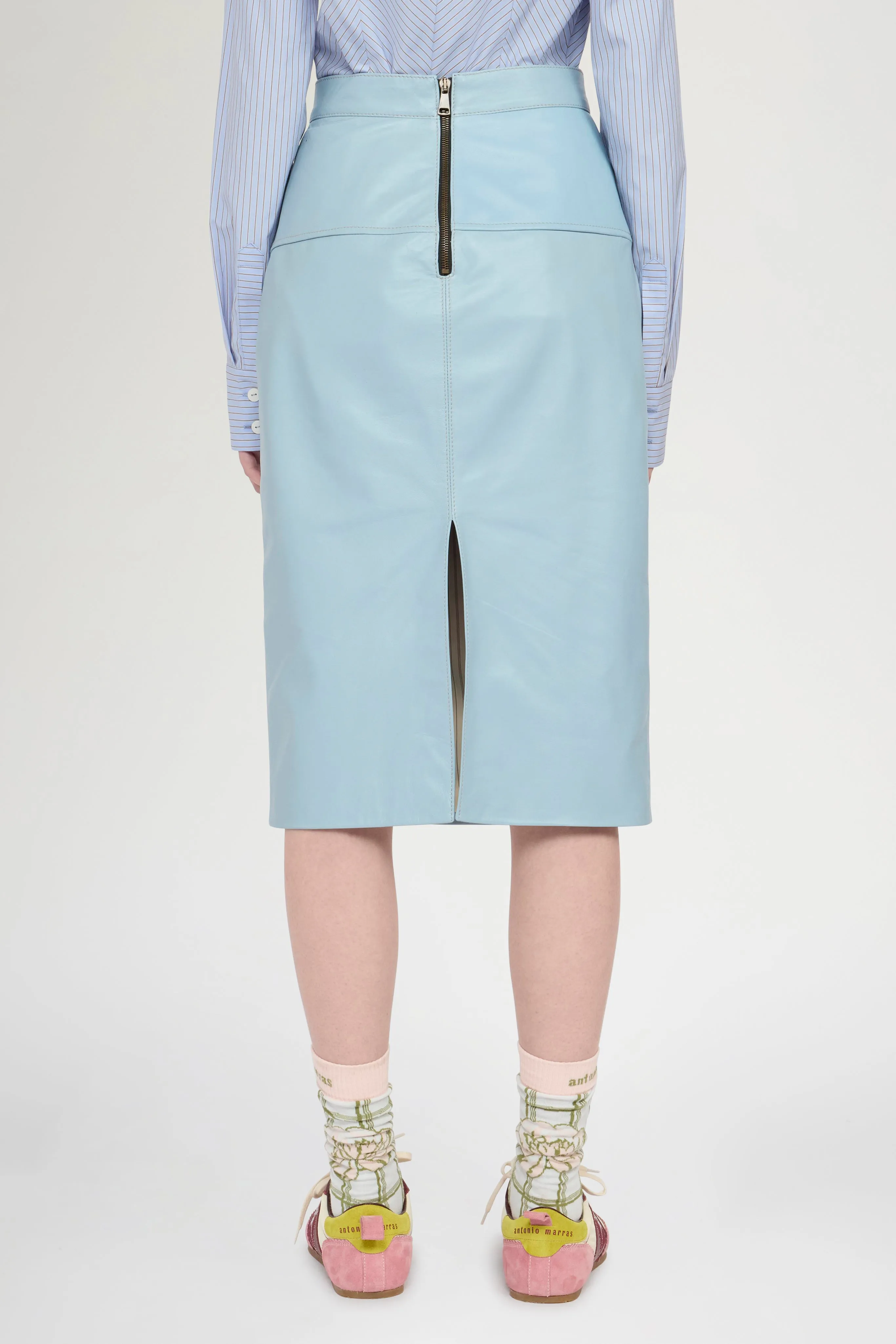 Patchwork Leather Midi Skirt In Light Blue sold by Antonio Marras product image thumbnail 3