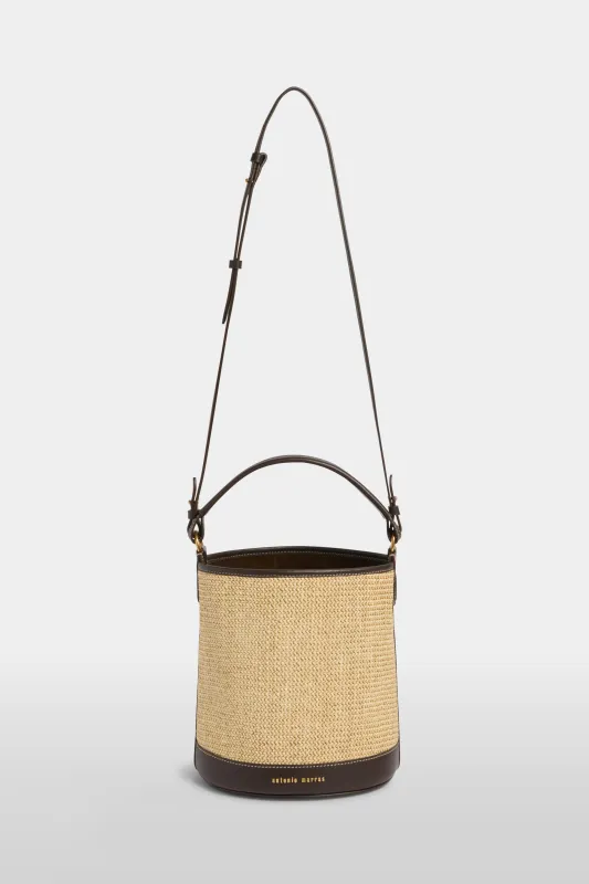 Raffia Bucket Bag in Ecrù & Brown made by Antonio Marras