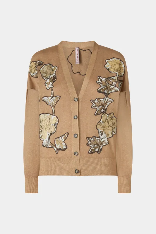 Cashmere Cardigan With Floral Patches made by Antonio Marras