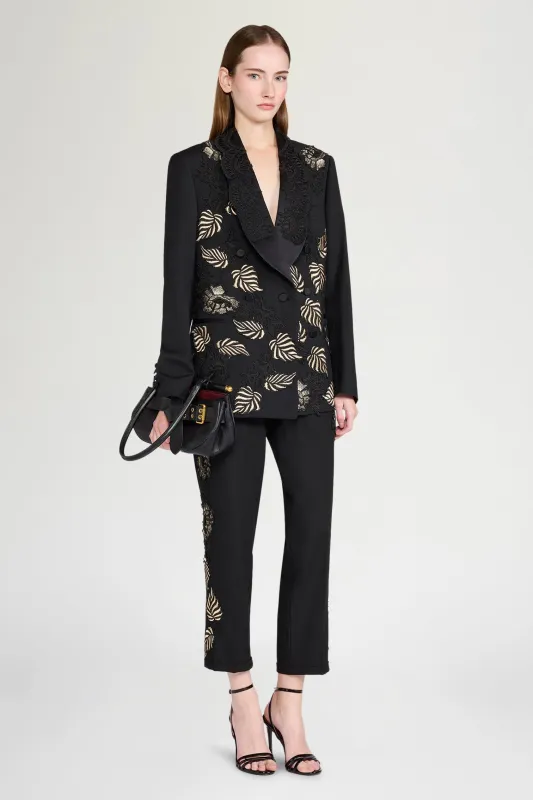 Black Tailored Pants with Ramage Embroidery made by Antonio Marras