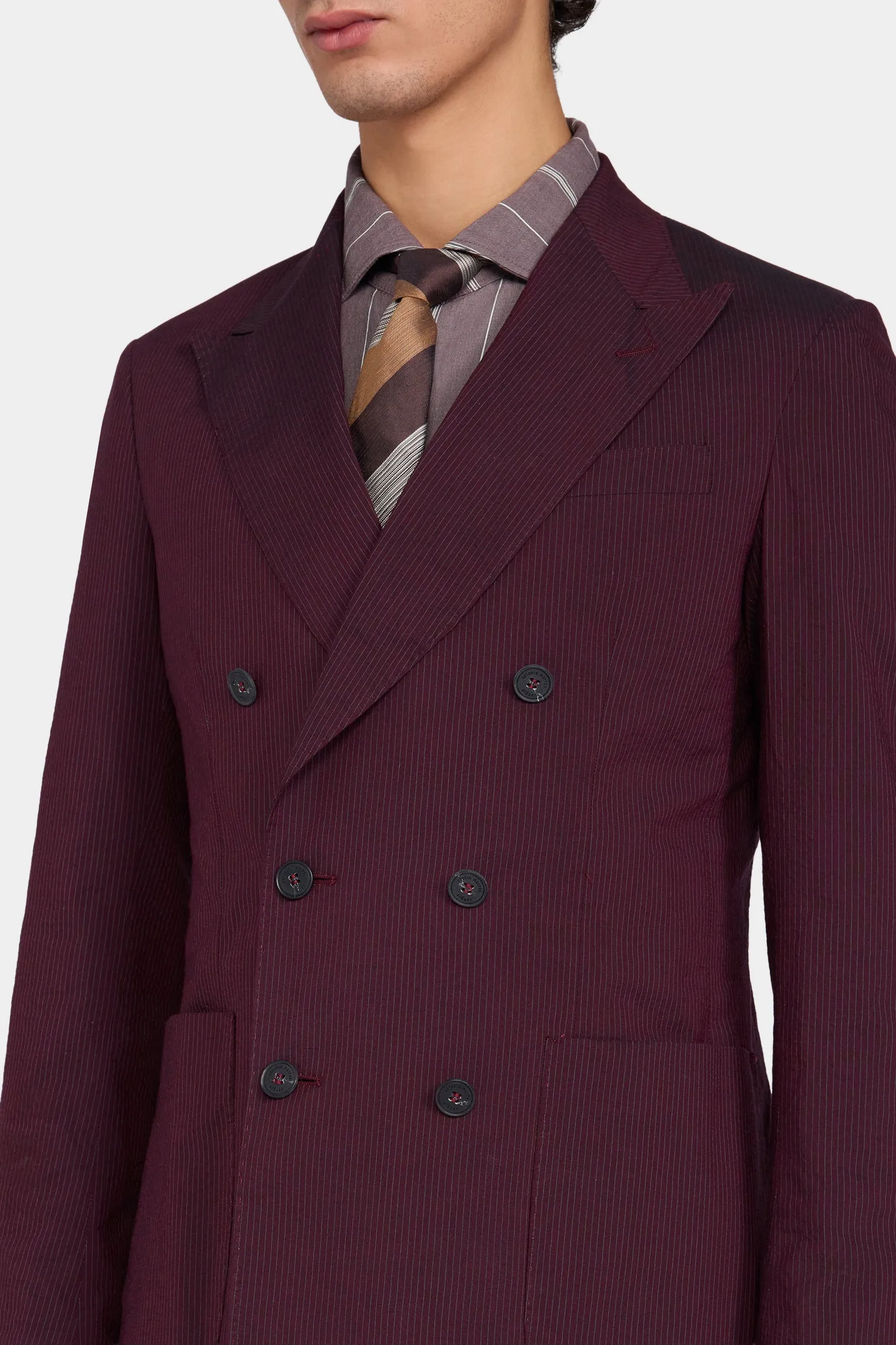 Burgundy Pinstripe Double-Breasted Blazer sold by Antonio Marras product image thumbnail 4