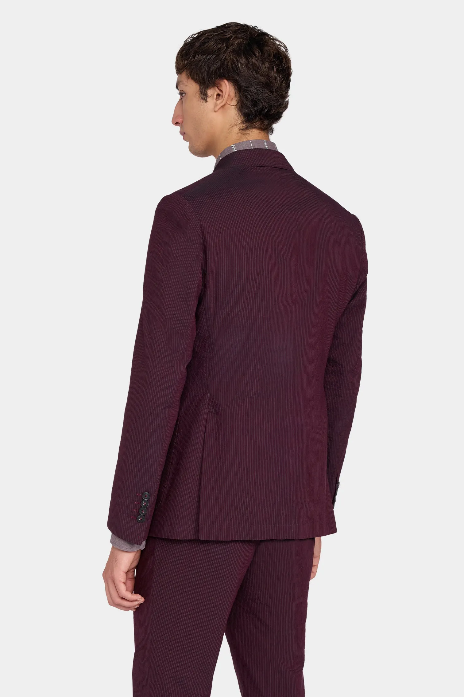 Burgundy Pinstripe Double-Breasted Blazer sold by Antonio Marras product image thumbnail 3
