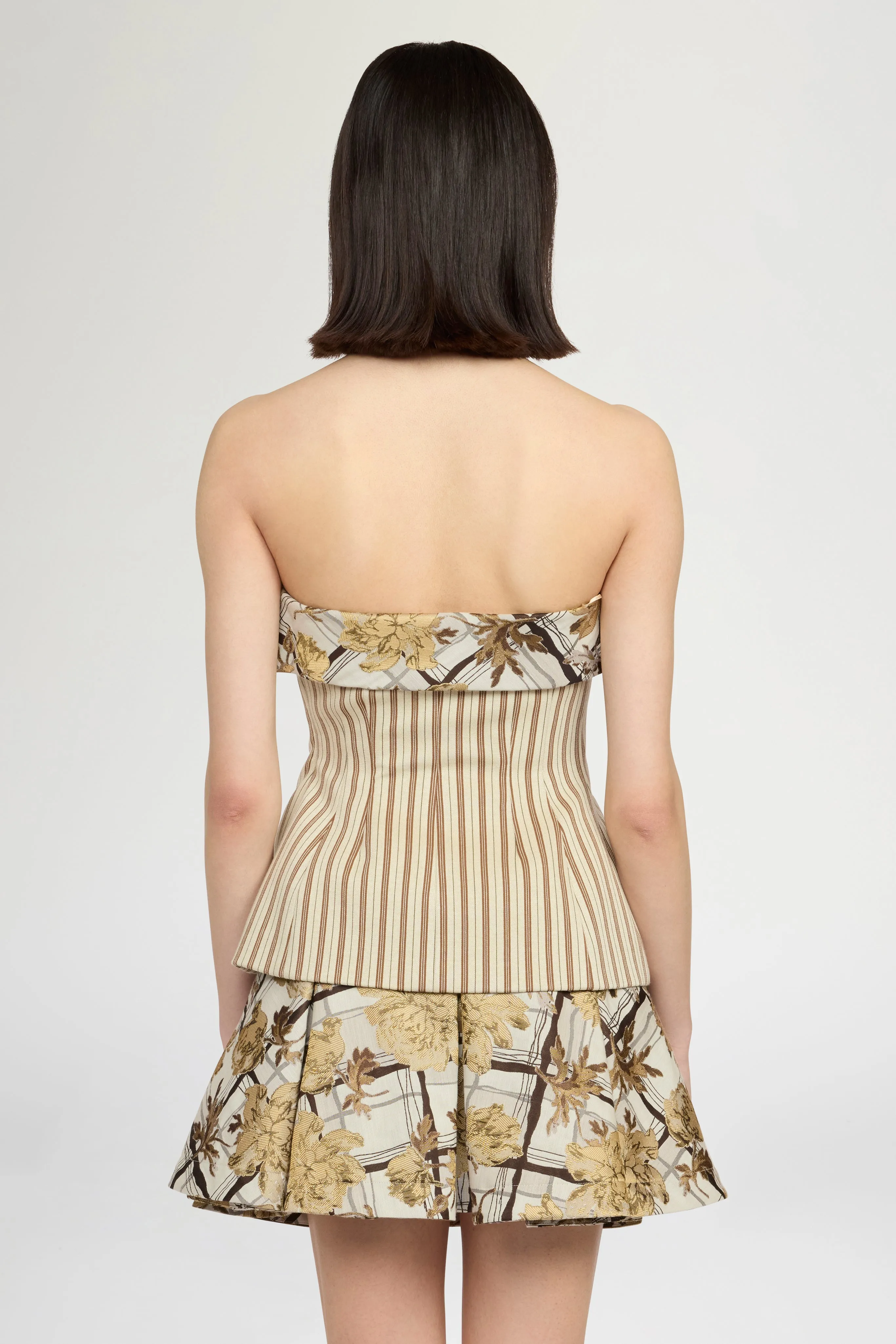 Striped Jersey Bustier With Floral Brocade Lapel sold by Antonio Marras product image thumbnail 3