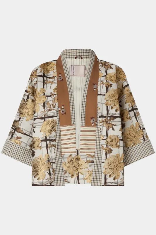 Short Kimono In Floral Brocade And Microcheck made by Antonio Marras