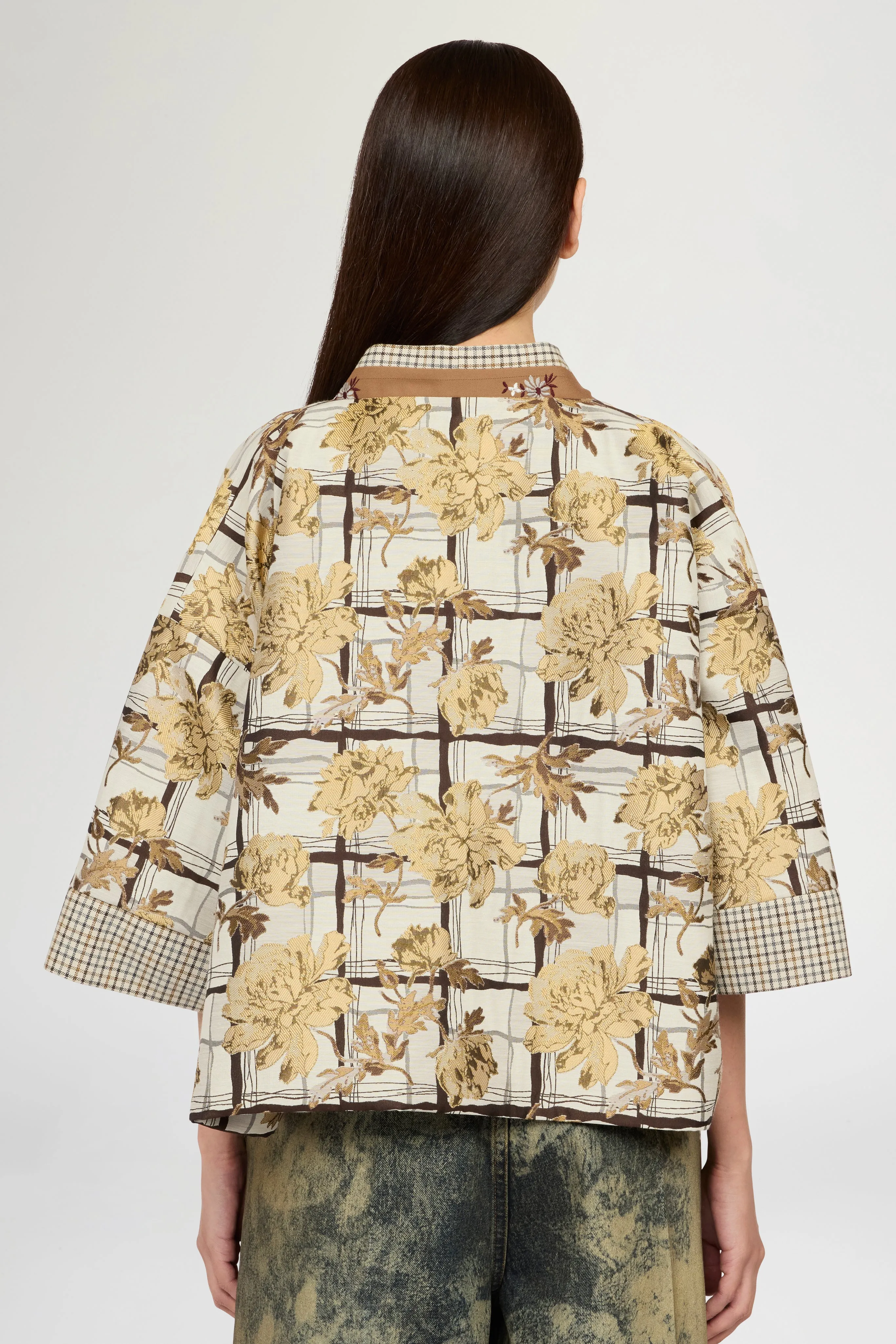 Short Kimono In Floral Brocade And Microcheck sold by Antonio Marras product image thumbnail 3
