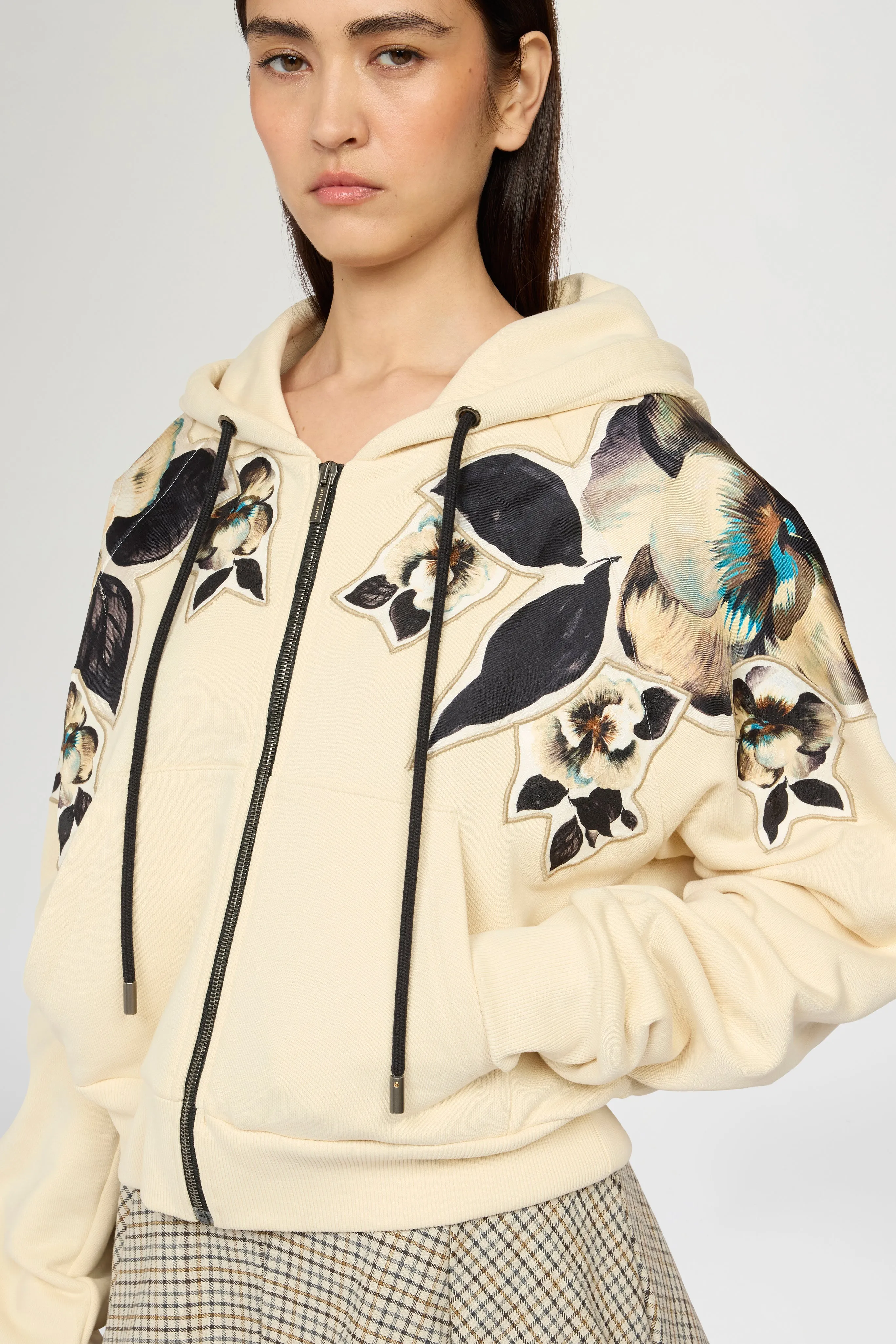 Cropped Hoodie with Floral Silk Inlays sold by Antonio Marras product image thumbnail 4