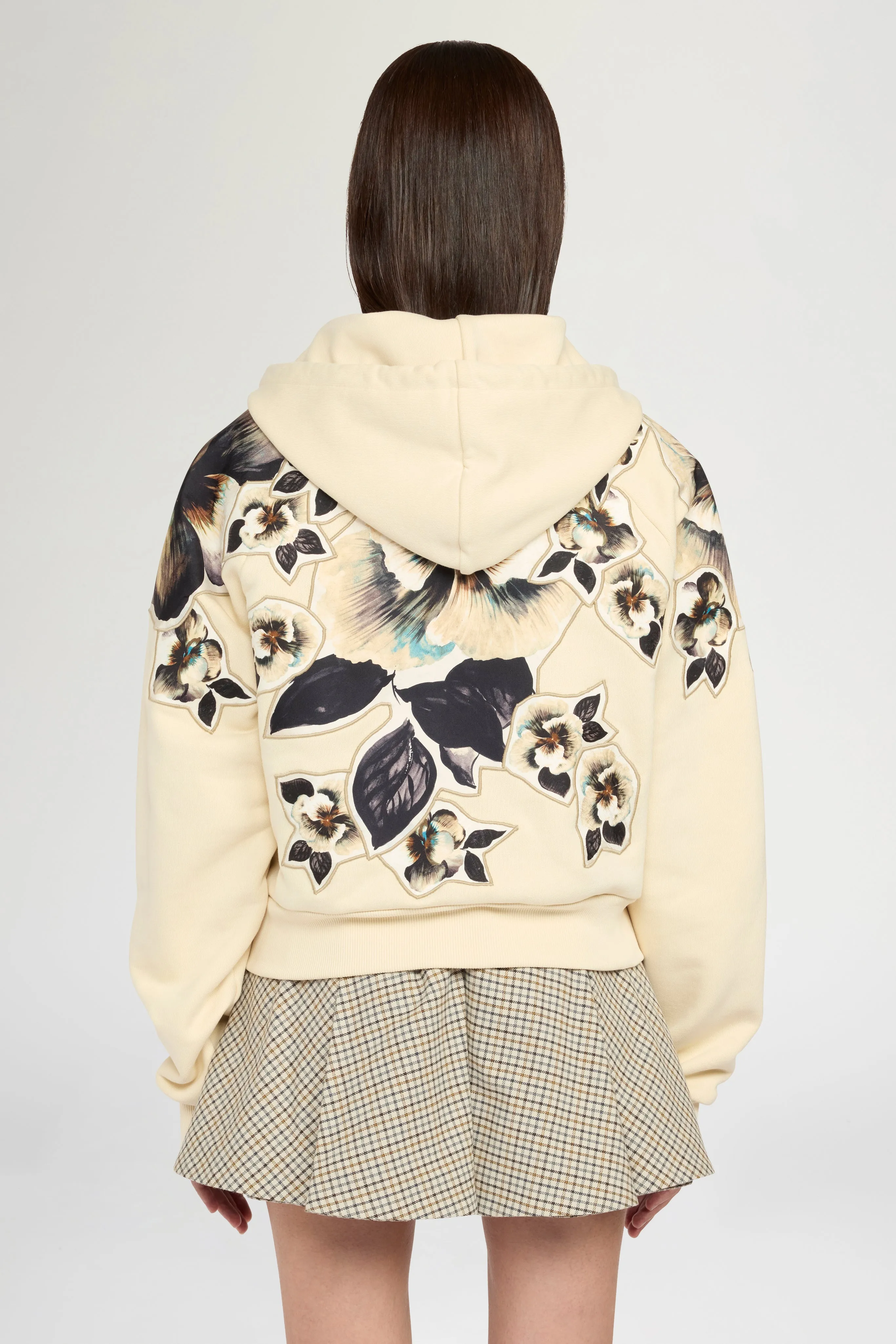 Cropped Hoodie with Floral Silk Inlays sold by Antonio Marras product image thumbnail 3