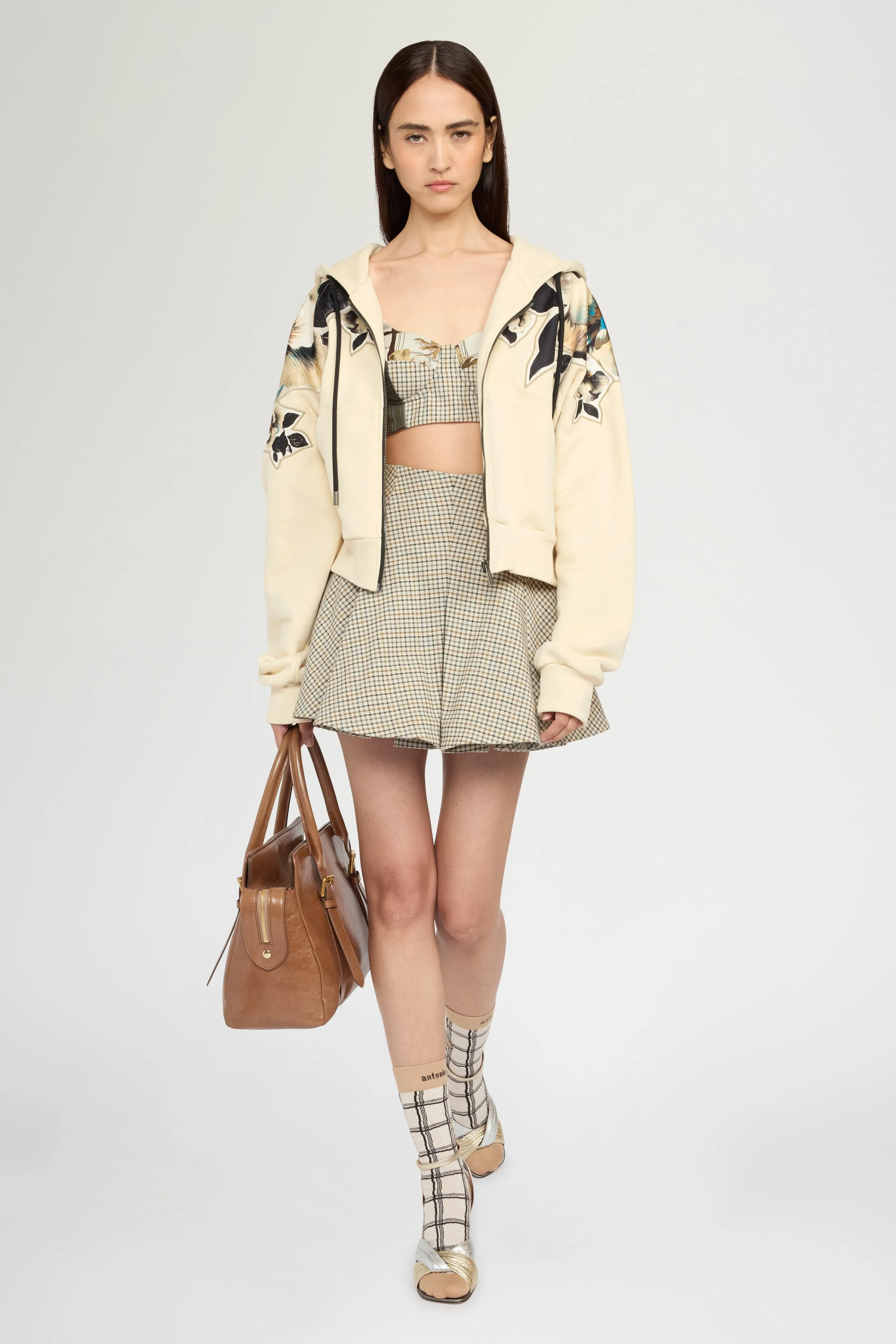 Cropped Hoodie with Floral Silk Inlays sold by Antonio Marras product image thumbnail 2