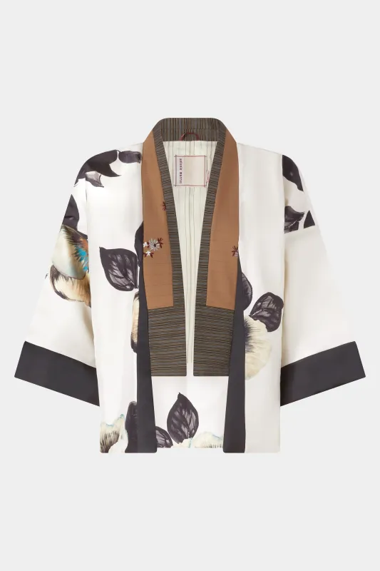 Short Kimono In Silk Twill And Pinstripe made by Antonio Marras