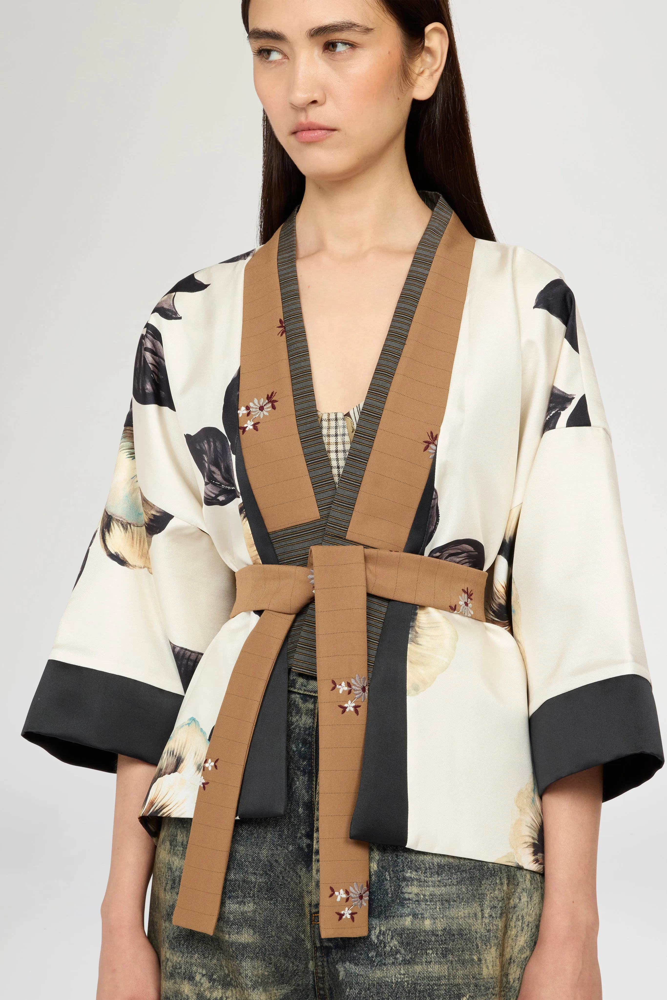 Short Kimono In Silk Twill And Pinstripe sold by Antonio Marras product image thumbnail 4