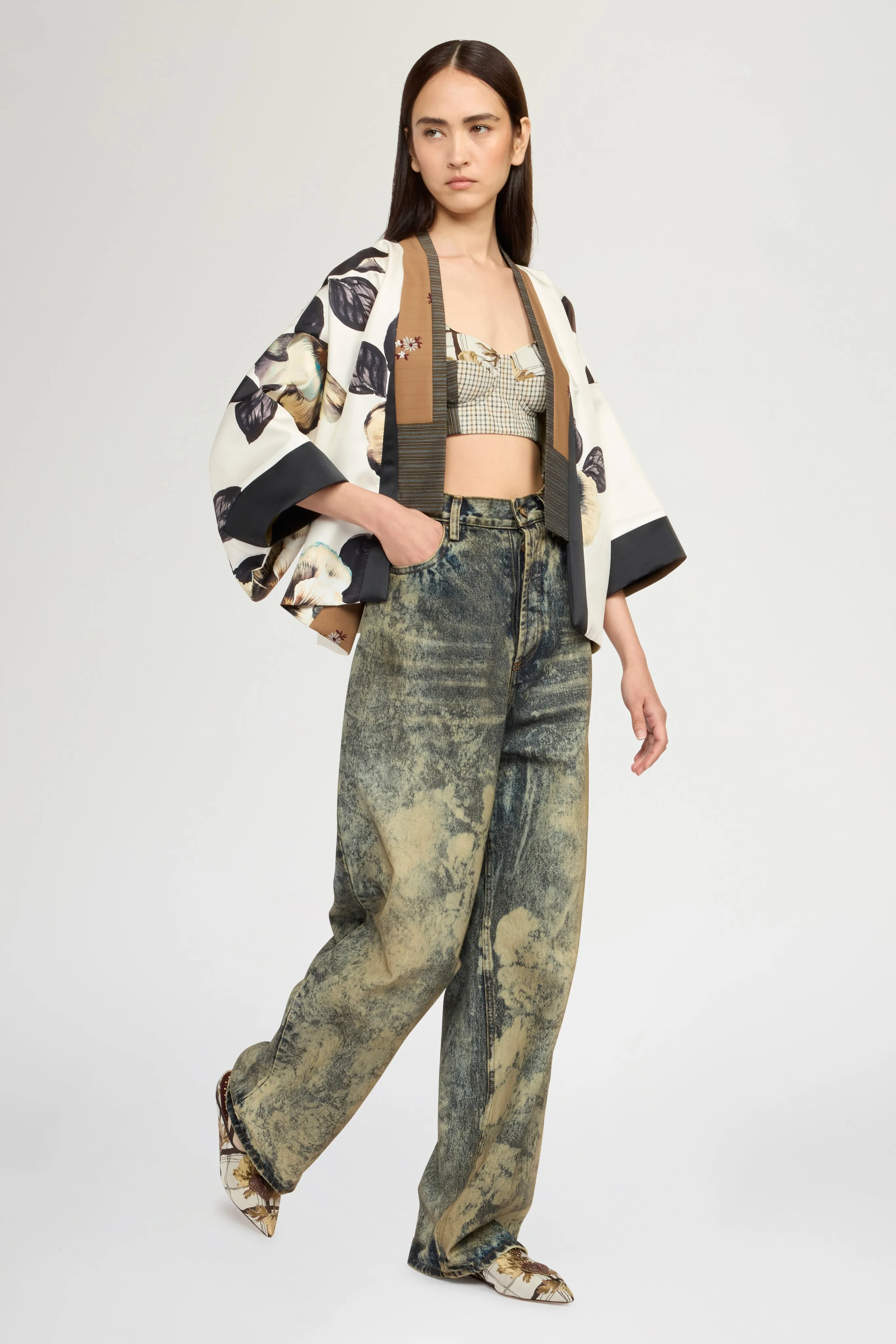 Short Kimono In Silk Twill And Pinstripe sold by Antonio Marras product image thumbnail 2