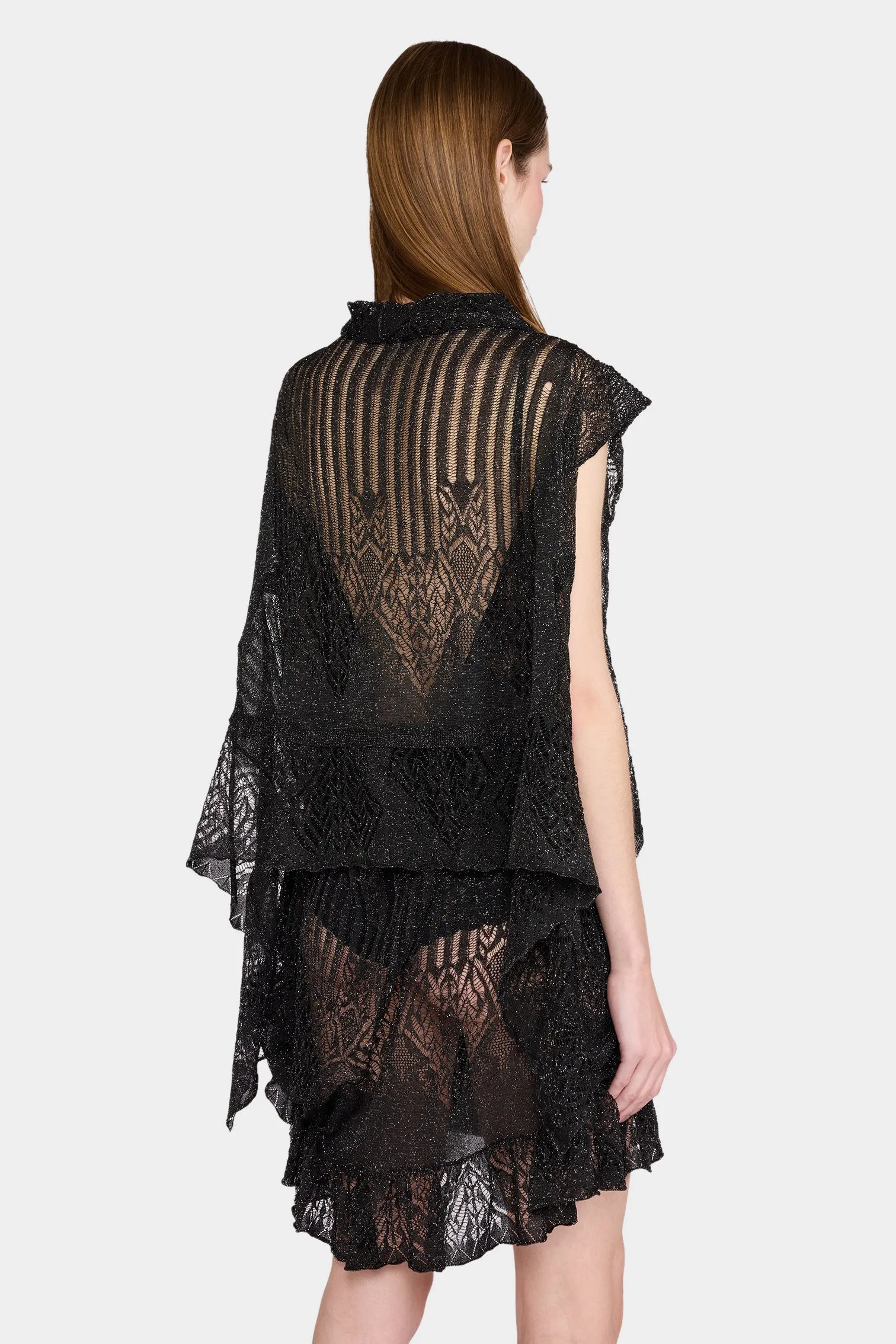 Sheer Lace Short-Sleeve Cardigan sold by Antonio Marras product image thumbnail 3