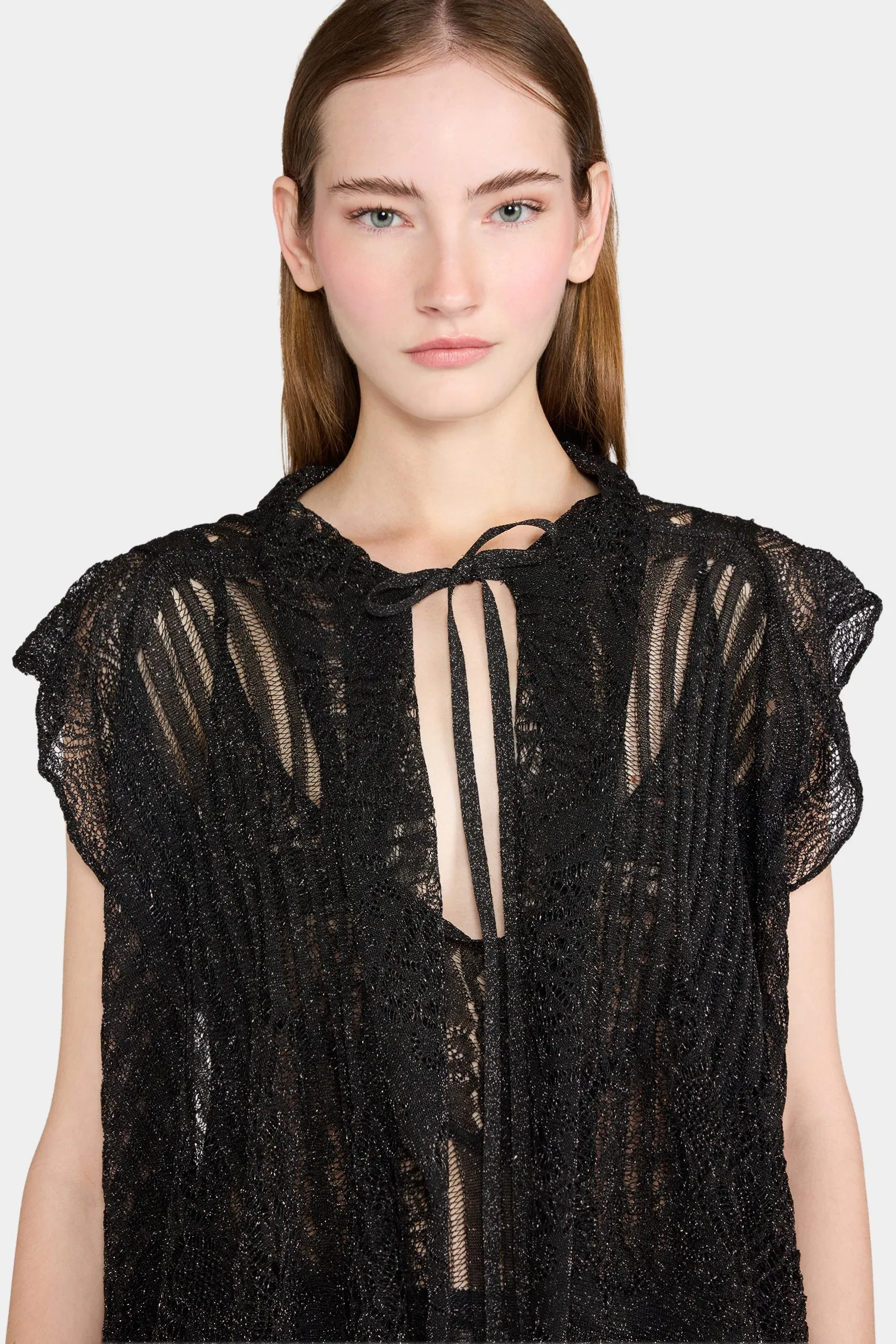 Sheer Lace Short-Sleeve Cardigan sold by Antonio Marras product image thumbnail 4