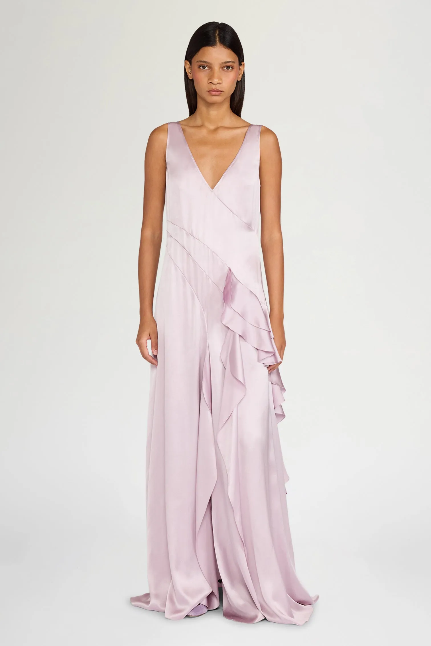 Long Silk Satin Ruffled Dress sold by Antonio Marras product image thumbnail 2