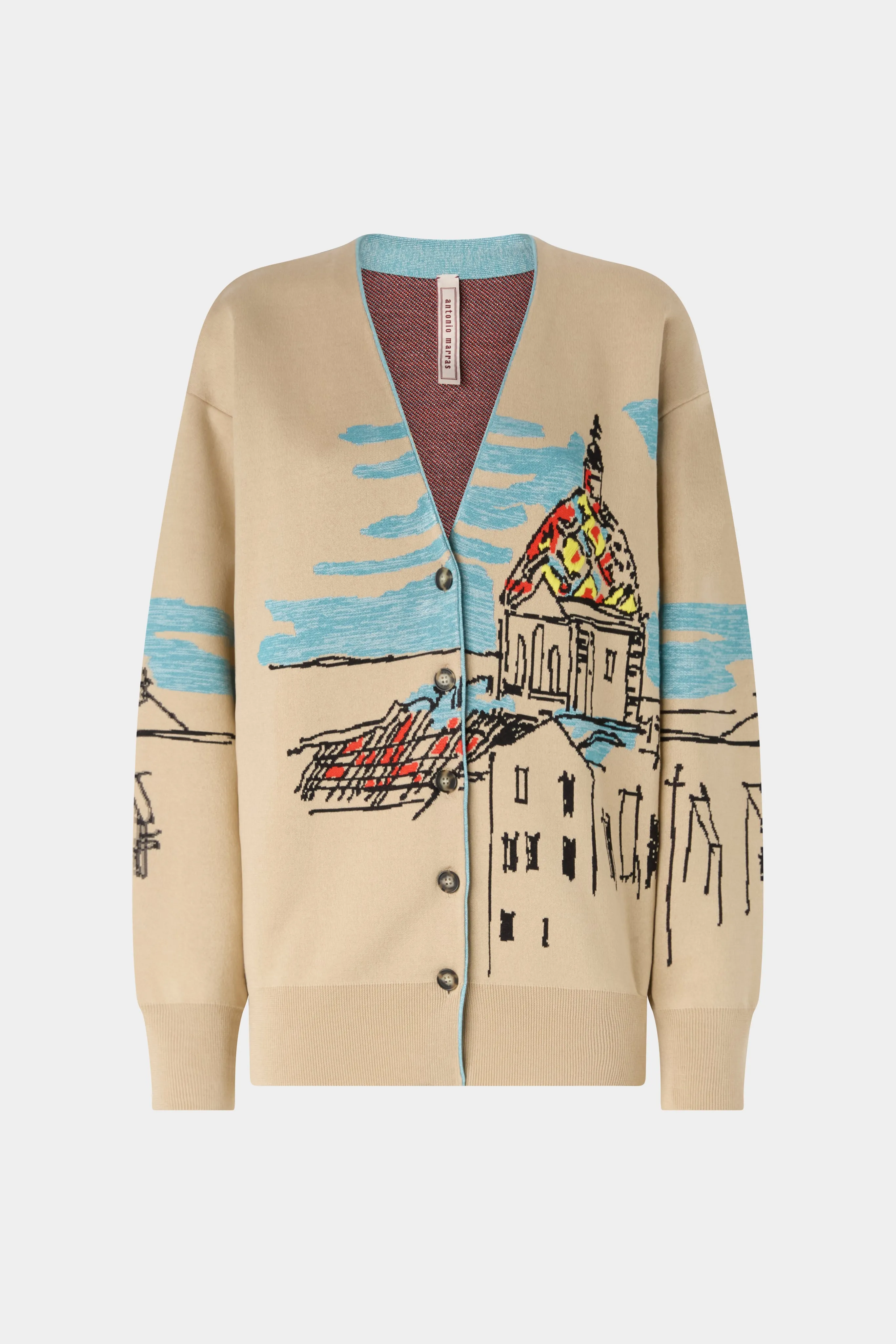 Beige Jacquard Landscape Cardigan sold by Antonio Marras