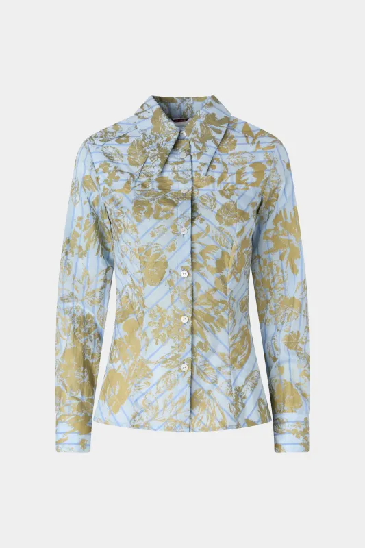 Blue Gold Floral Long-Sleeve Shirt made by Antonio Marras