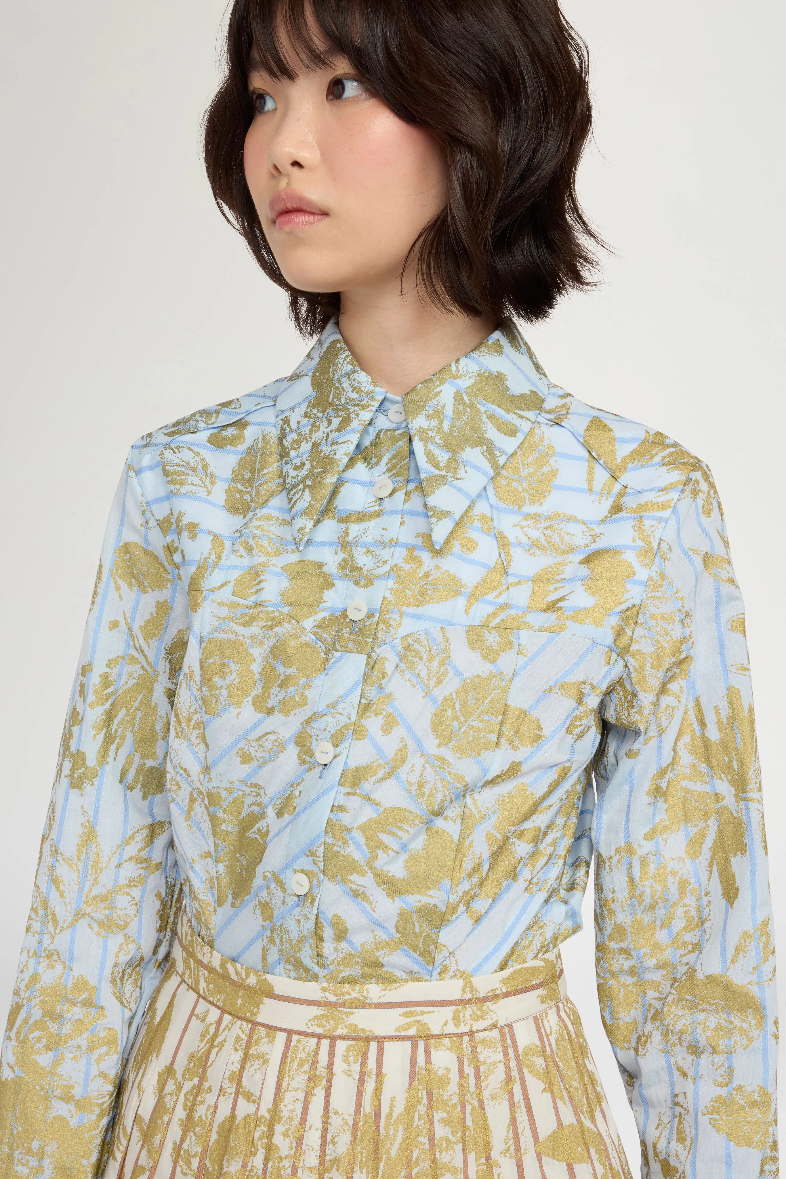 Blue Gold Floral Long-Sleeve Shirt sold by Antonio Marras product image thumbnail 3