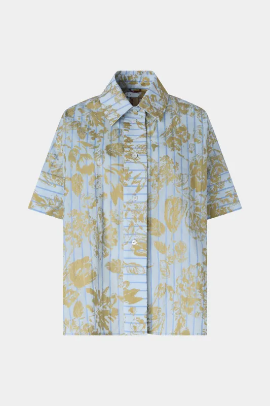Blue Gold Floral Short-Sleeve Shirt made by Antonio Marras