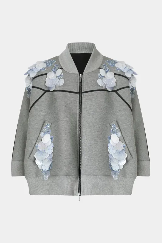 Grey Sequin Floral Sweatshirt made by Antonio Marras