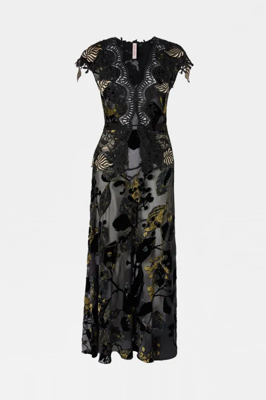 Black Gold Devoré Leaf Dress made by Antonio Marras