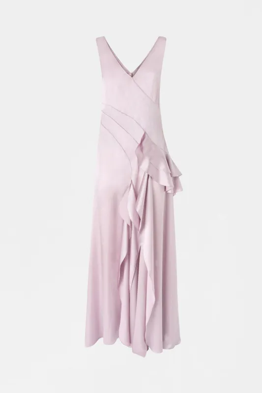 Long Silk  Satin Ruffled Dress made by Antonio Marras