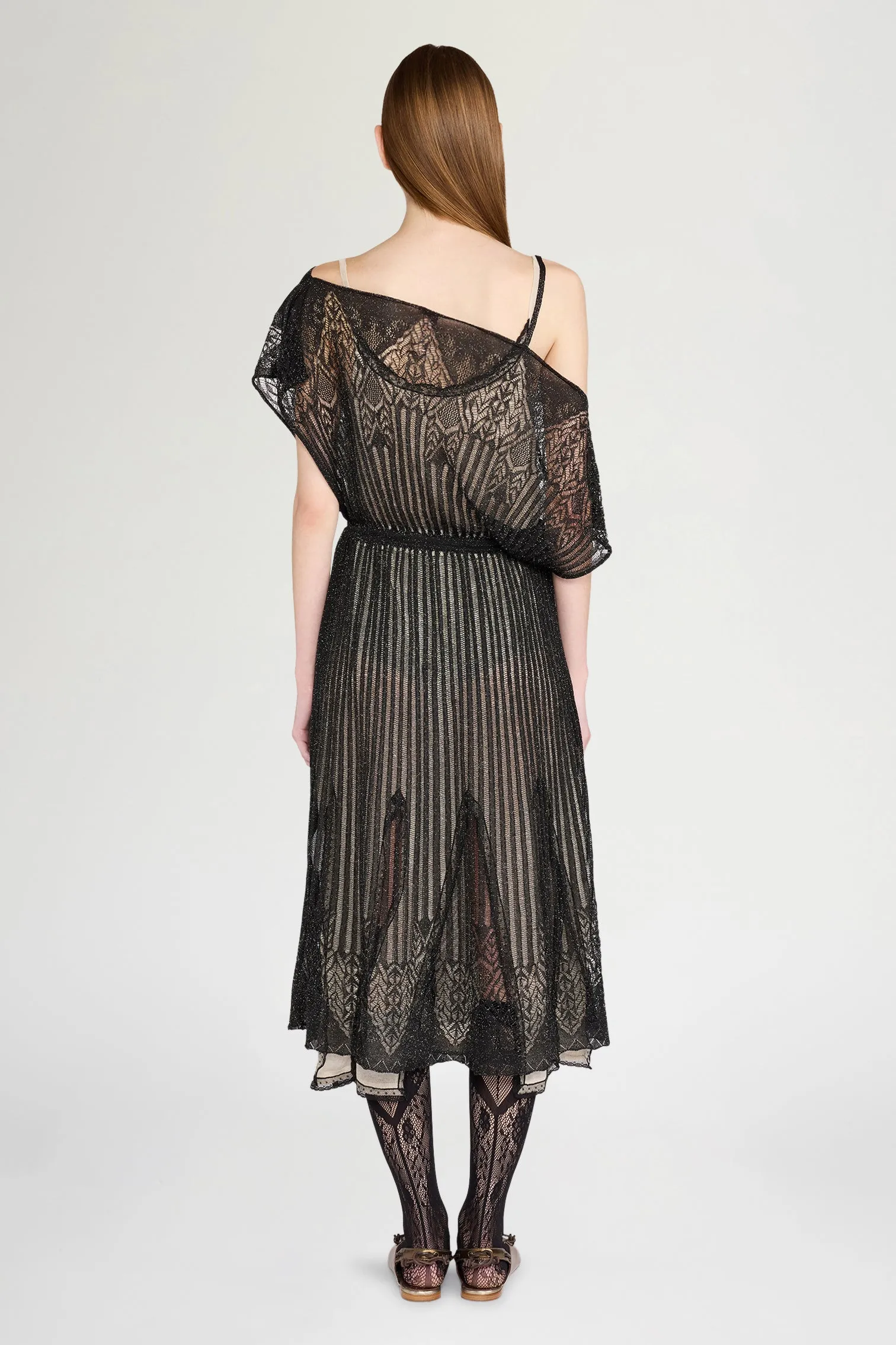Black Openwork Knit Midi Dress sold by Antonio Marras product image thumbnail 3