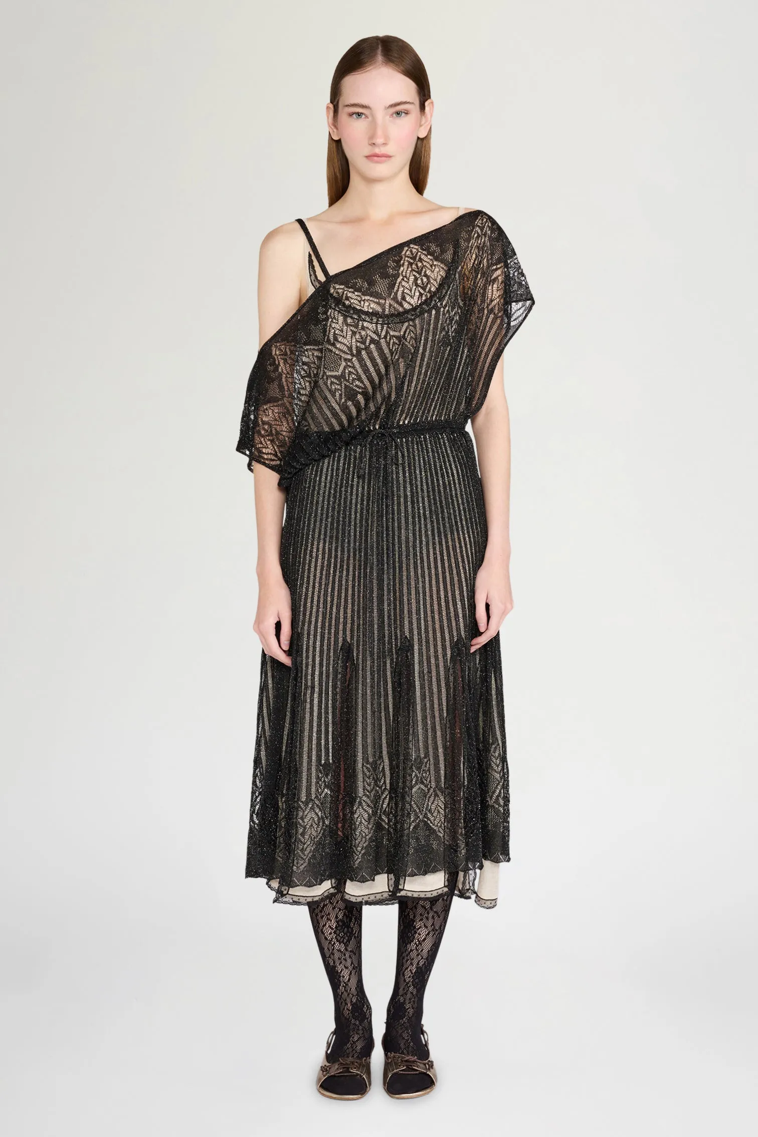 Black Openwork Knit Midi Dress sold by Antonio Marras product image thumbnail 2