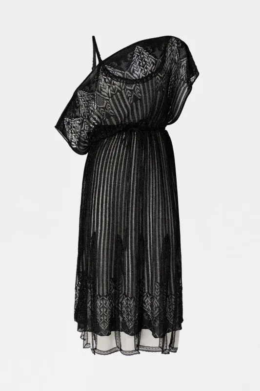 Black Openwork Knit Midi Dress made by Antonio Marras