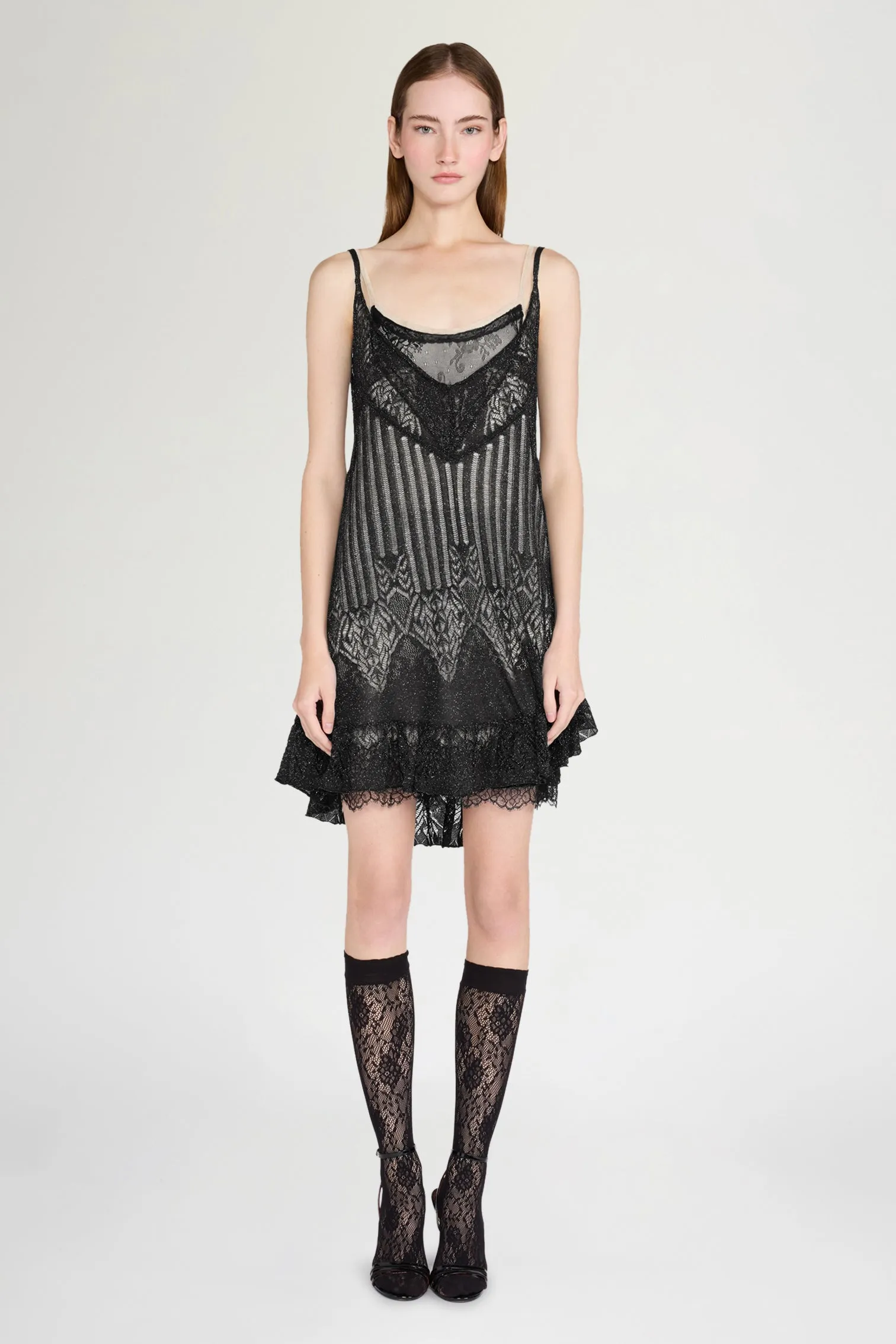 Black Lurex Lace Slip Dress sold by Antonio Marras product image thumbnail 2