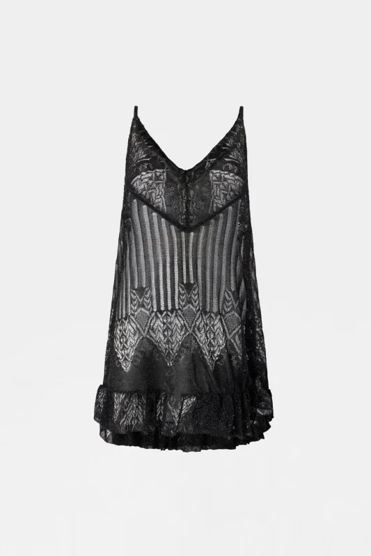 Black Lurex Lace Slip Dress made by Antonio Marras