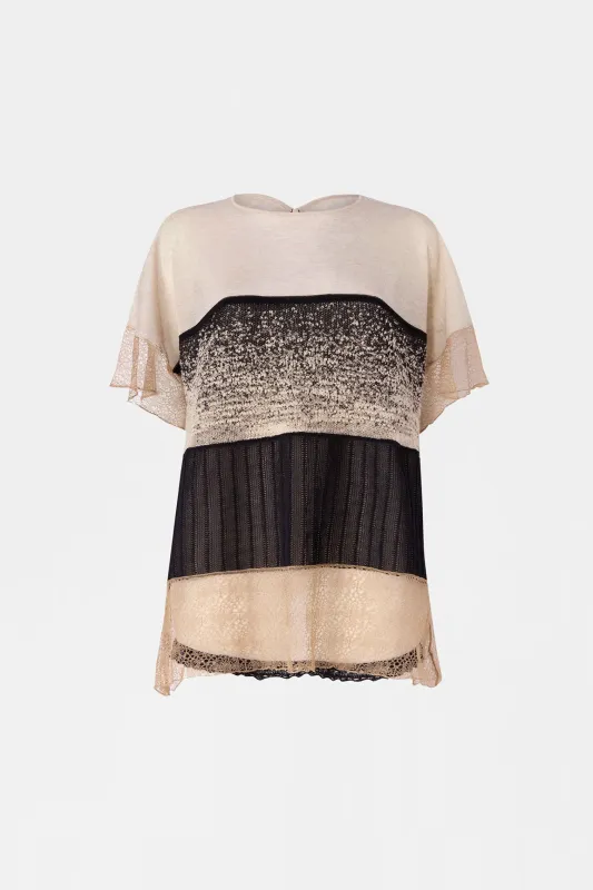 Knit Top with Beige and Black Patchwork made by Antonio Marras