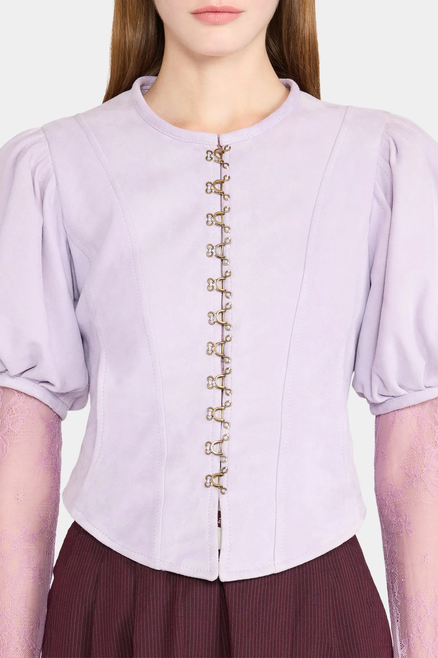 Lilac Leather Puff-Sleeve Jacket sold by Antonio Marras product image thumbnail 4