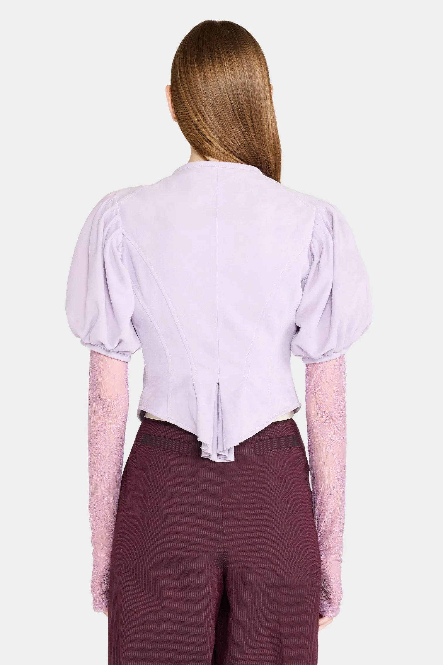 Lilac Leather Puff-Sleeve Jacket sold by Antonio Marras product image thumbnail 3