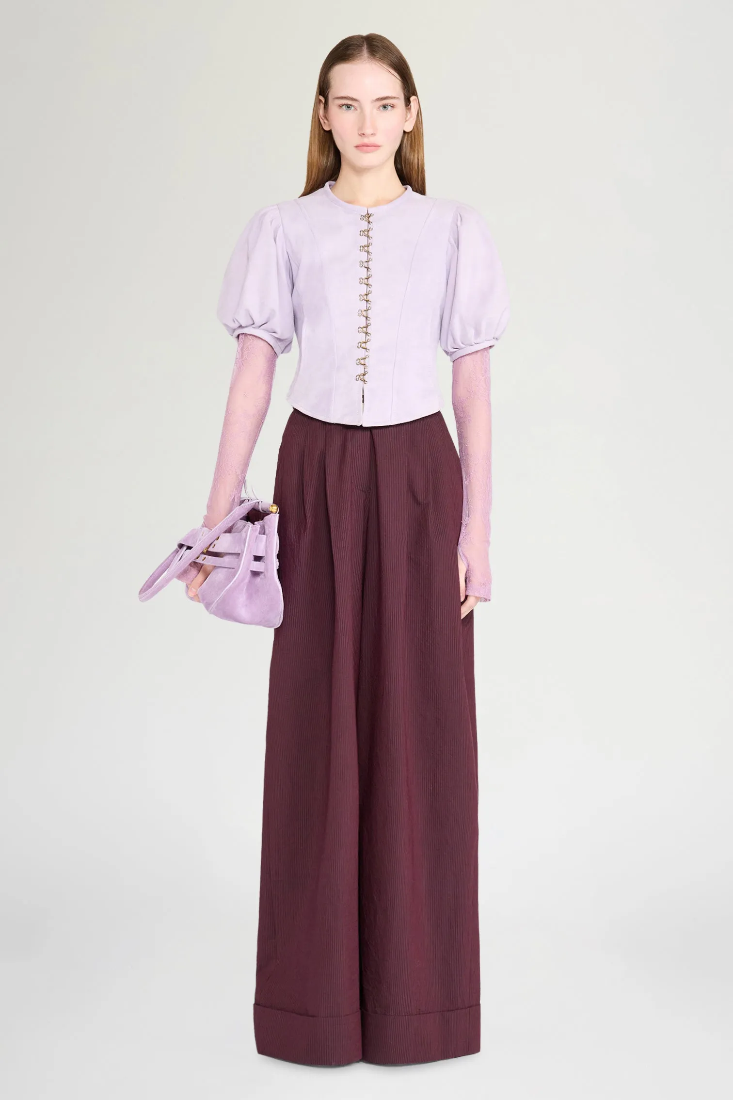 Lilac Leather Puff-Sleeve Jacket sold by Antonio Marras product image thumbnail 2