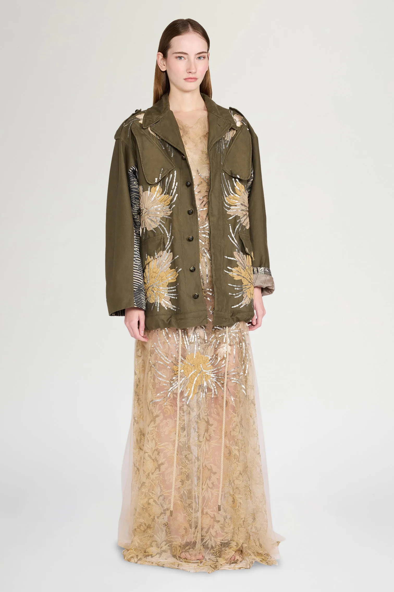 Sequin Floral Motif Parka sold by Antonio Marras product image thumbnail 2