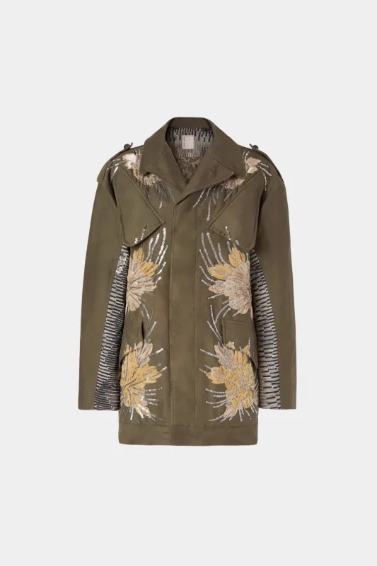 Sequin Floral Motif Parka made by Antonio Marras
