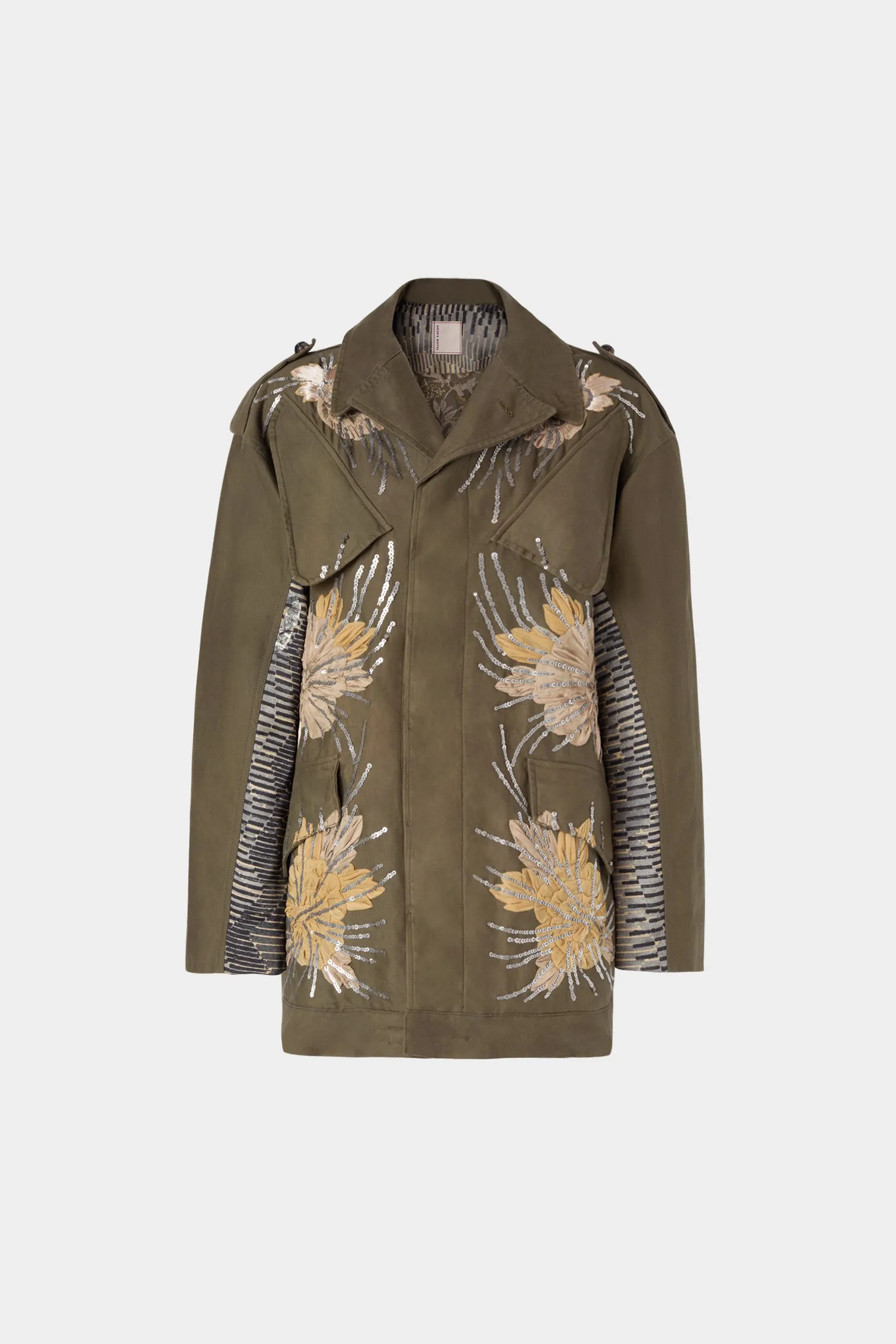 Sequin Floral Motif Parka sold by Antonio Marras