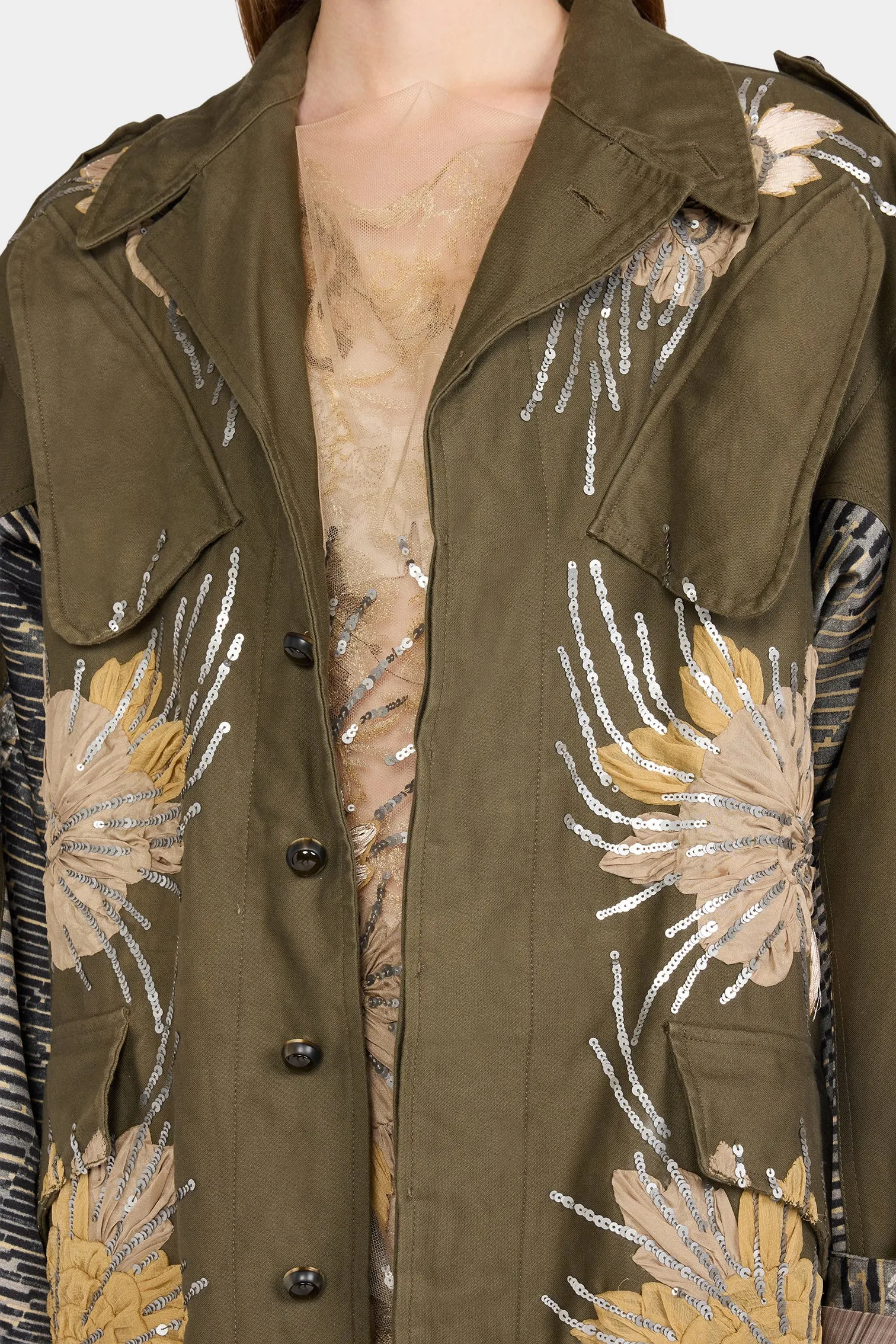 Sequin Floral Motif Parka sold by Antonio Marras product image thumbnail 4