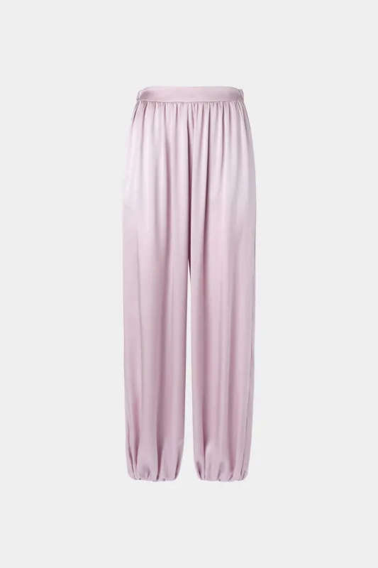 Lilac Silk Satin Joggers made by Antonio Marras