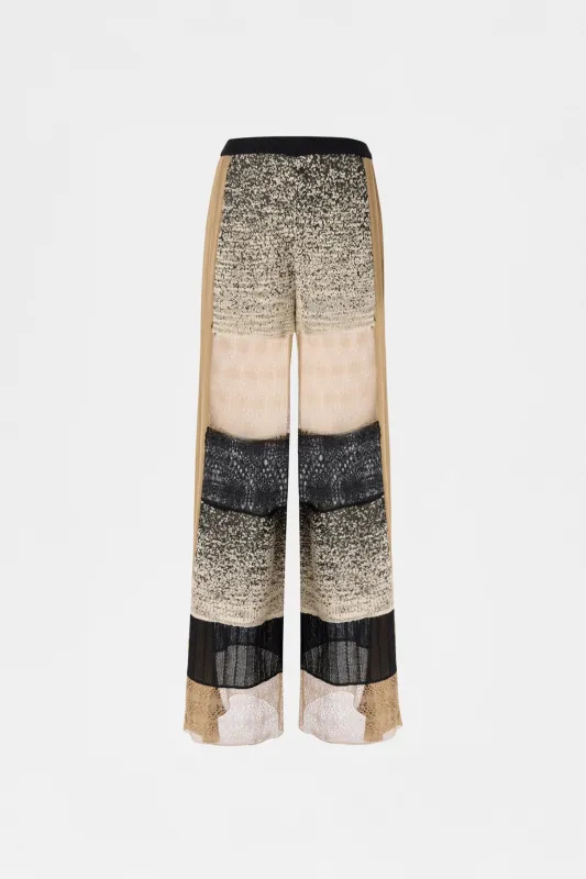 Knit Pants with Beige and Black Patchwork made by Antonio Marras