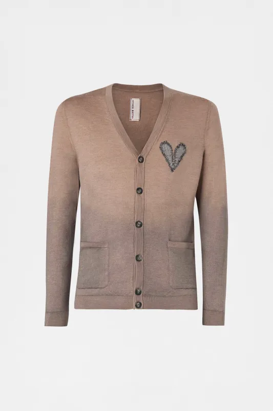 Beige V-Neck Cardigan made by Antonio Marras