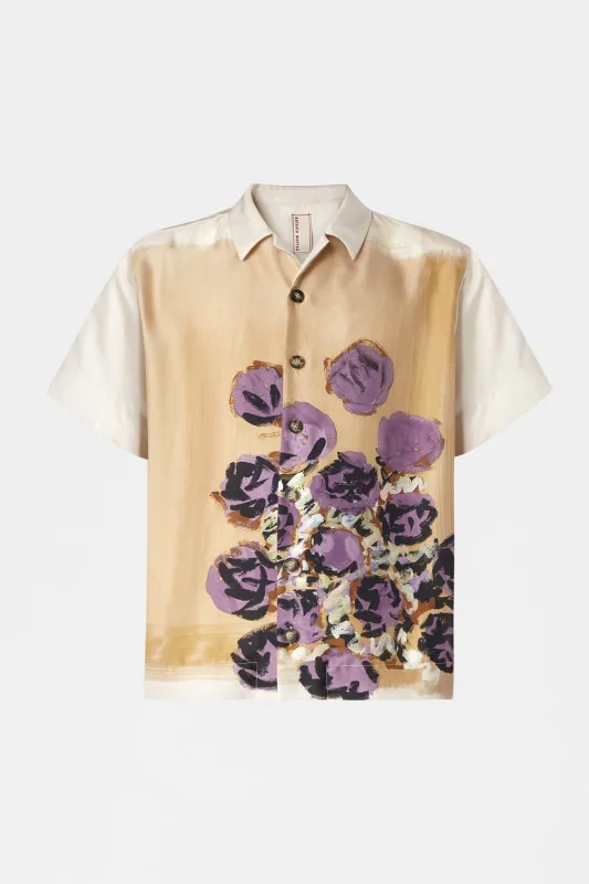 Beige Floral Silk Shirt made by Antonio Marras