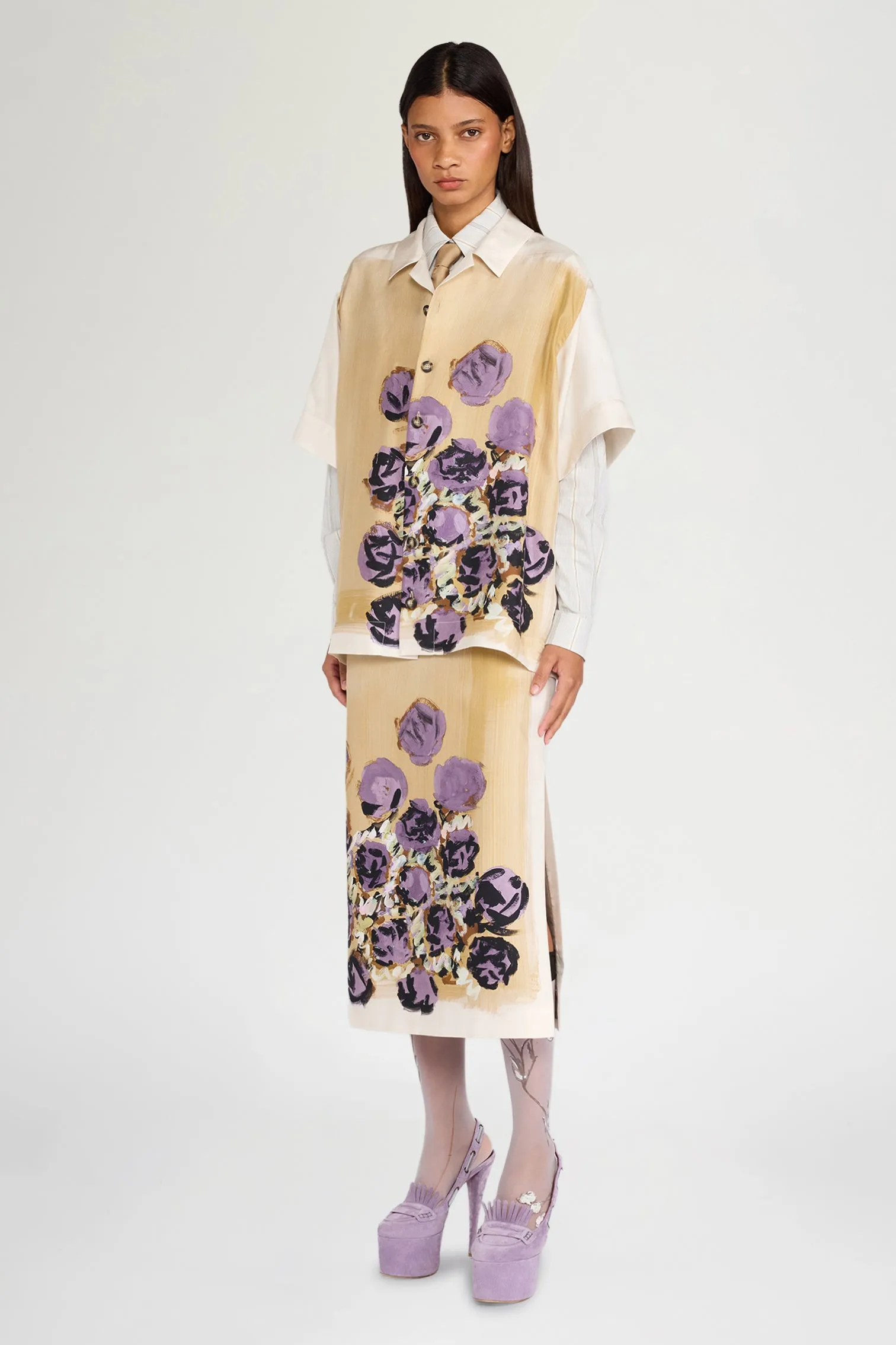Beige Floral Silk Shirt sold by Antonio Marras product image thumbnail 2