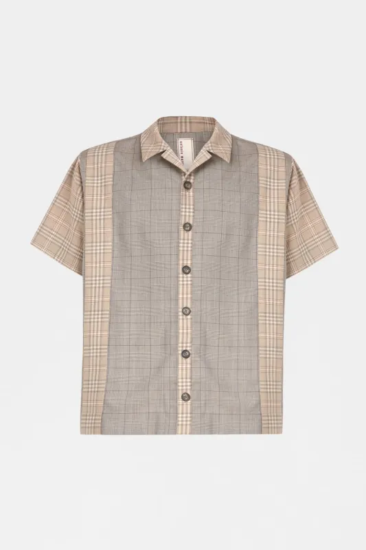 Beige Check Patchwork Shirt made by Antonio Marras