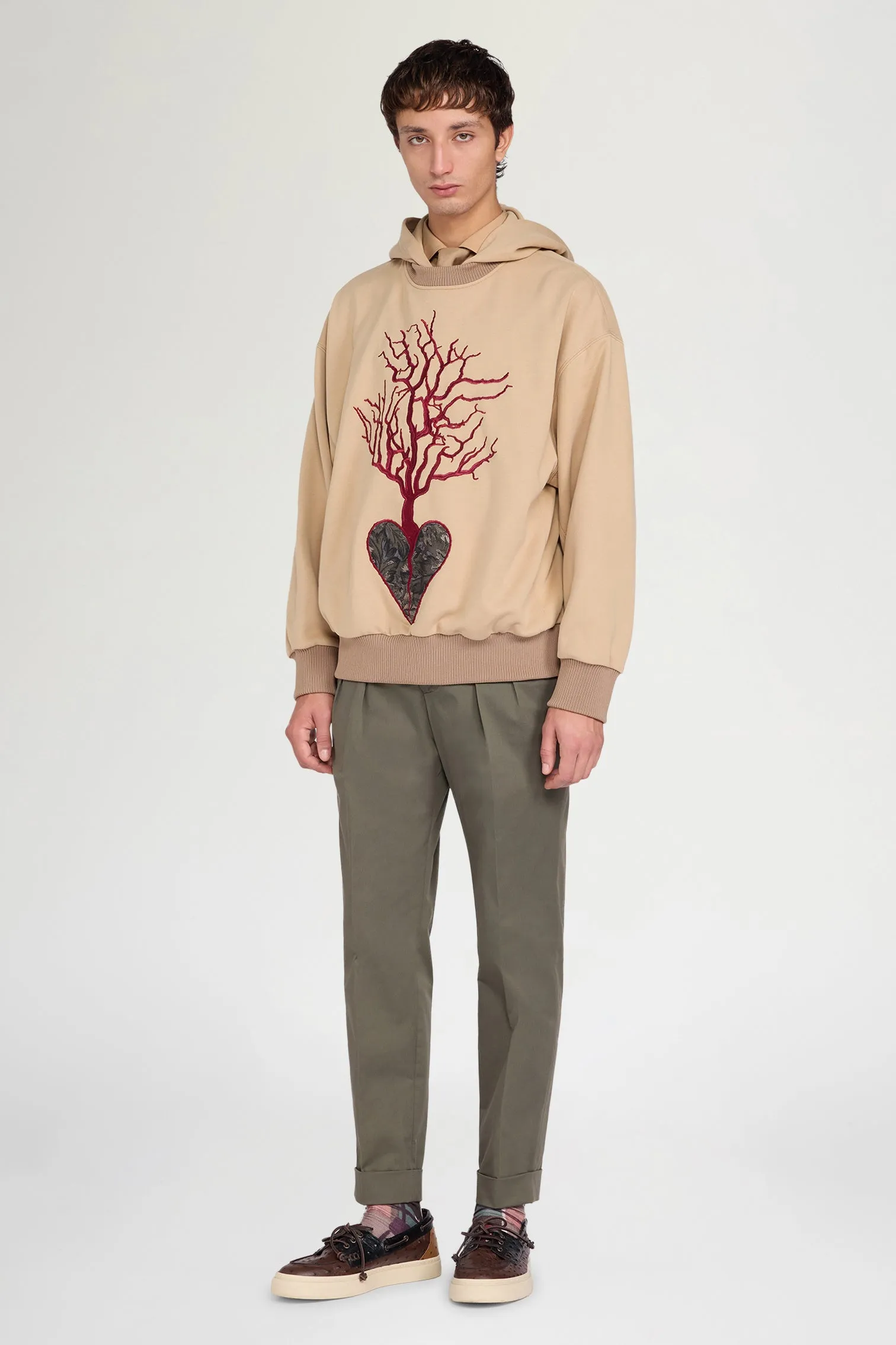 Beige Embroidered Heart Hoodie sold by Antonio Marras product image thumbnail 2