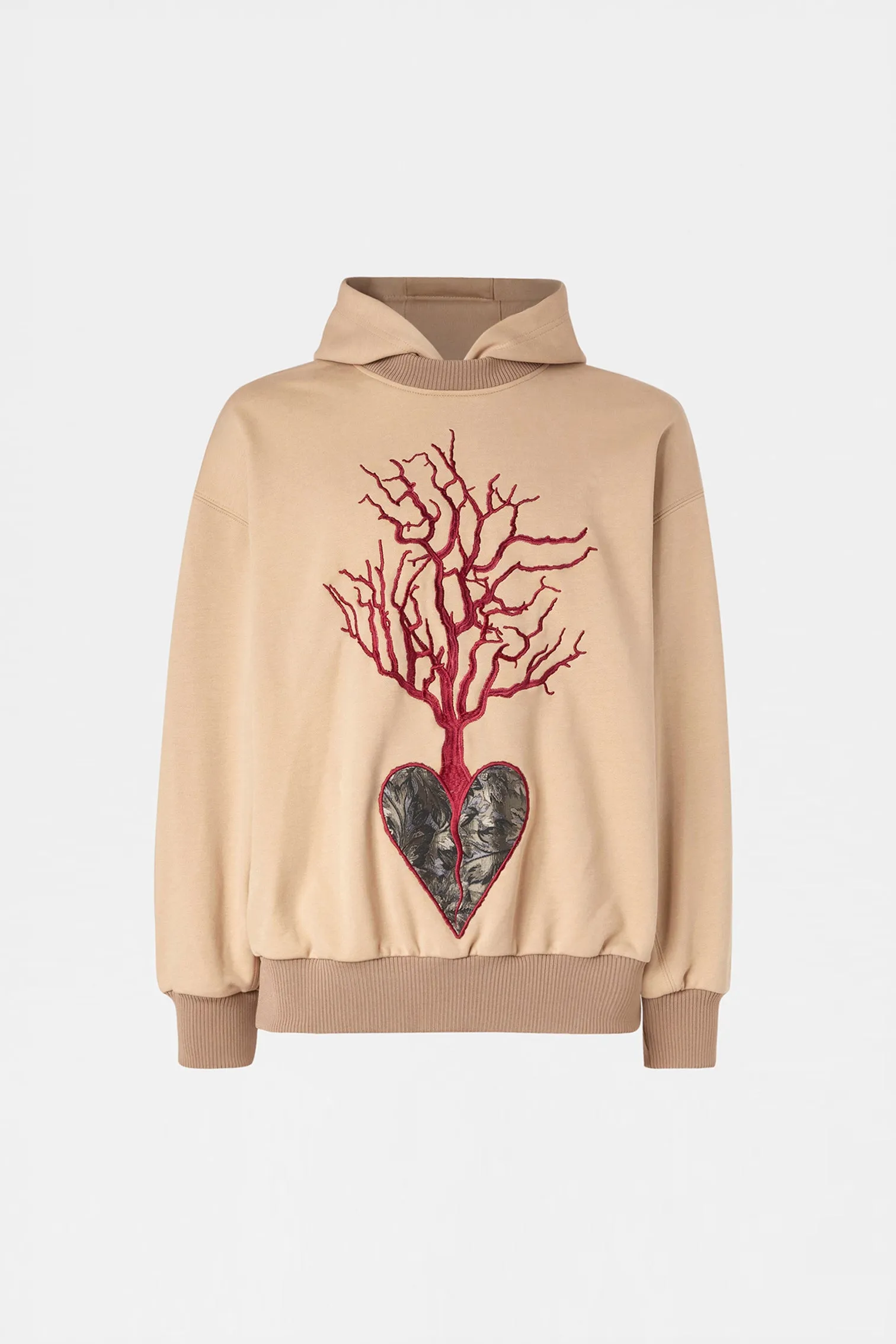 Beige Embroidered Heart Hoodie sold by Antonio Marras