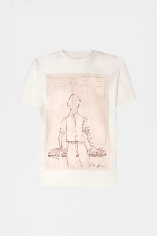 Ivory Sketch Print T-shirt made by Antonio Marras