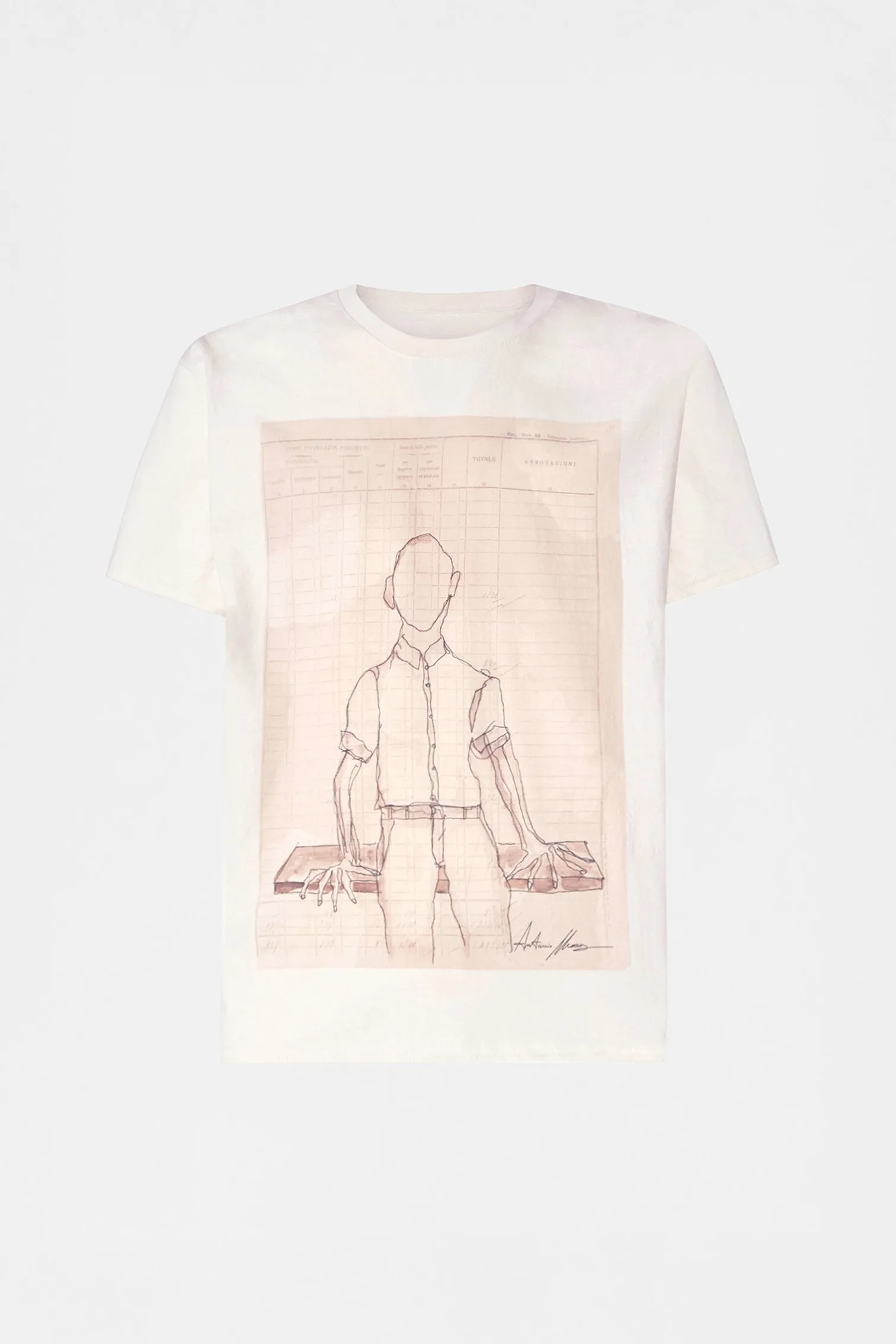 Ivory Sketch Print T-shirt sold by Antonio Marras