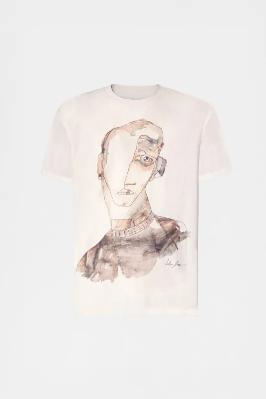 Ivory Portrait Print T-shirt made by Antonio Marras