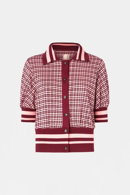 Bordeaux Check Knit Cardigan made by Antonio Marras
